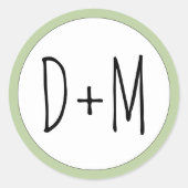 Handgezeichnete Initialen Typografie Salbei grüne Runder Aufkleber (Vorderseite)