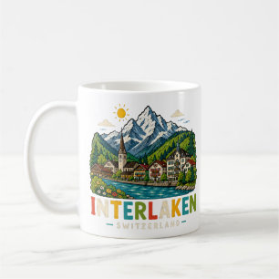 Handgezeichnete Interlaken Schweiz Reise Kunst Kaffeetasse