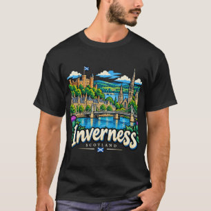 Handgezeichnete Inverness Schottland Reise Kunst L T-Shirt