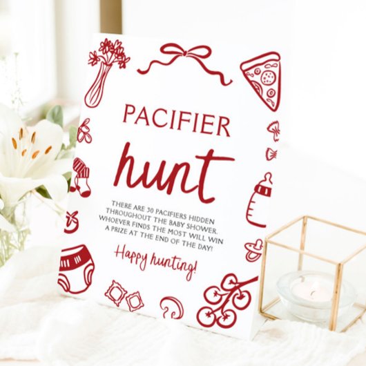 Handgezeichnete italienische Baby Schnuller Hunt B Sockelschild