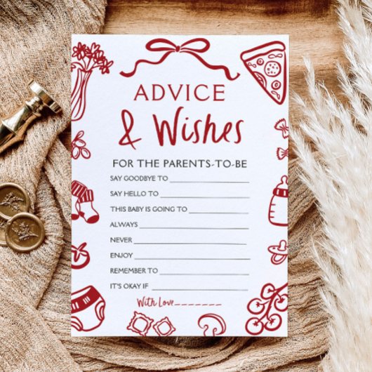 Handgezeichnete italienische Babydusche und Wünsch Einladung