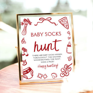 Handgezeichnete italienische Babysocken Kinderdusc Poster