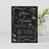 Handgezeichnete Italienische Doodle Black and Whit Einladung (Stehend Vorderseite)