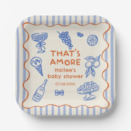 Handgezeichnete italienische That's Amore Brautpar Pappteller