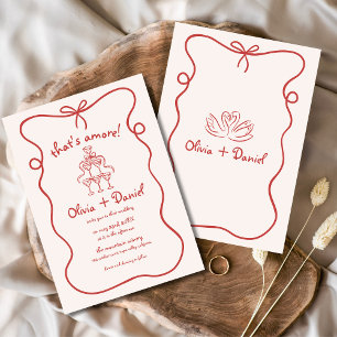 Handgezeichnete Italienische Whimsical-Hochzeit Th Einladung