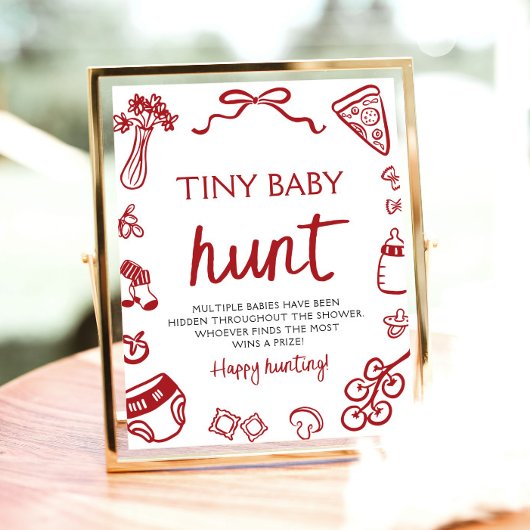 Handgezeichnete italienische Windel Baby Hunt Baby Poster