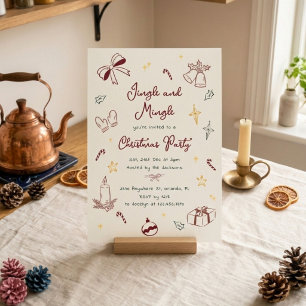 Handgezeichnete Jingle And Mingle Weihnachtsfeier Einladung