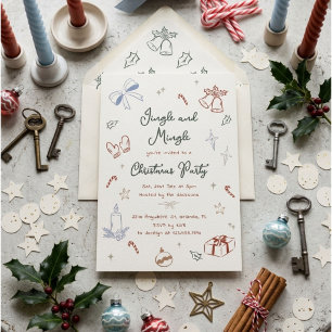 Handgezeichnete Jingle And Mingle Weihnachtsfeier Einladung