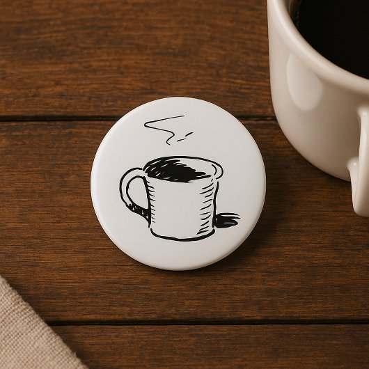 Handgezeichnete Kaffee-Tasse Sketch Minimalistisch Button