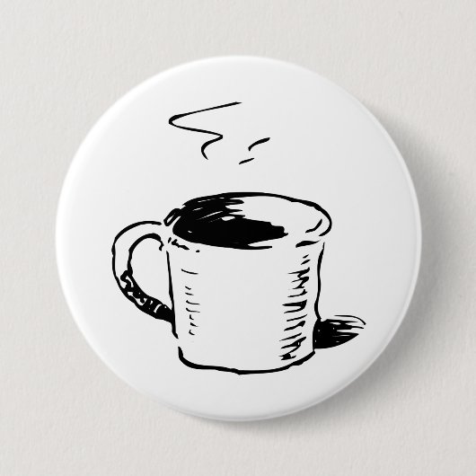 Handgezeichnete Kaffee-Tasse Sketch Minimalistisch Button (Vorderseite)