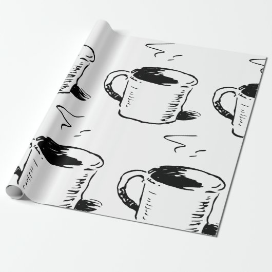 Handgezeichnete Kaffee-Tasse Sketch Minimalistisch Geschenkpapier (Ungerollt)