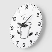 Handgezeichnete Kaffee-Tasse Sketch Minimalistisch Große Wanduhr (Winkel)