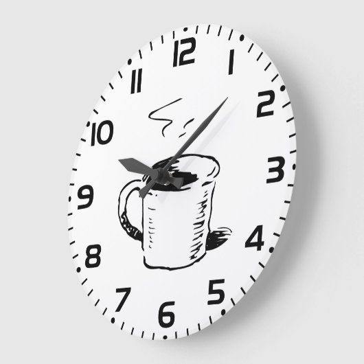Handgezeichnete Kaffee-Tasse Sketch Minimalistisch Große Wanduhr (Winkel)