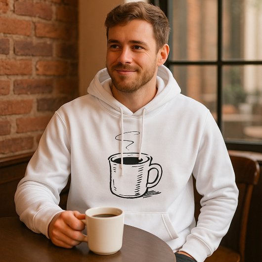 Handgezeichnete Kaffee-Tasse Sketch Minimalistisch Hoodie