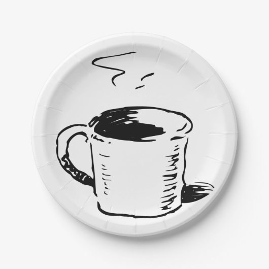 Handgezeichnete Kaffee-Tasse Sketch Minimalistisch Pappteller (Vorderseite)