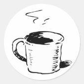 Handgezeichnete Kaffee-Tasse Sketch Minimalistisch Runder Aufkleber (Vorderseite)