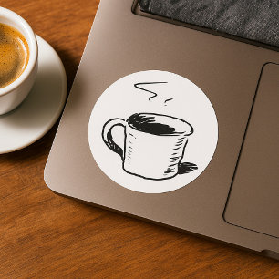 Handgezeichnete Kaffee-Tasse Sketch Minimalistisch Runder Aufkleber