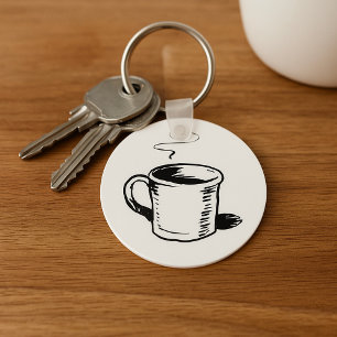 Handgezeichnete Kaffee-Tasse Sketch Minimalistisch Schlüsselanhänger