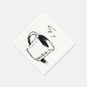 Handgezeichnete Kaffee-Tasse Sketch Minimalistisch Serviette (Ecke)