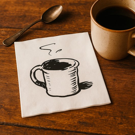 Handgezeichnete Kaffee-Tasse Sketch Minimalistisch Serviette