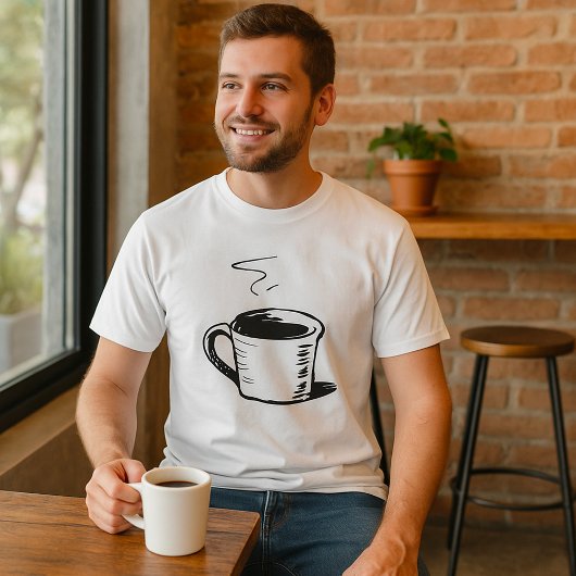Handgezeichnete Kaffee-Tasse Sketch Minimalistisch T-Shirt