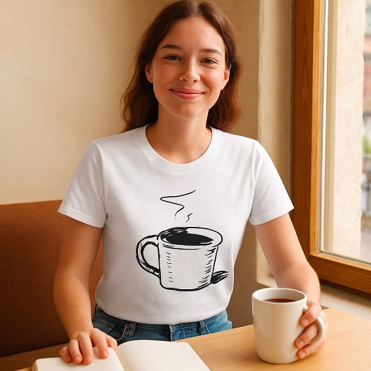 Handgezeichnete Kaffee-Tasse Sketch Minimalistisch T-Shirt