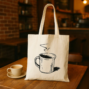 Handgezeichnete Kaffee-Tasse Sketch Minimalistisch Tragetasche