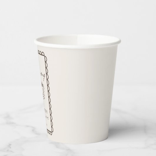 Handgezeichnete Kaffee Thema Brautparty Papiertüch Pappbecher (Links)