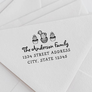 Handgezeichnete Kaktus Familienname Rücksendeadres Gummistempel