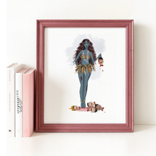 Handgezeichnete Kali maa, Indische Kunst Poster