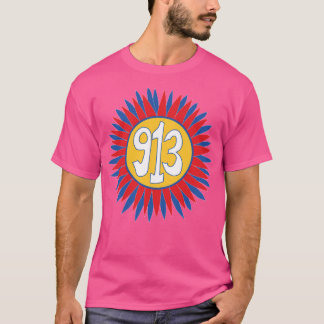 Handgezeichnete Kansas Sonnenblume 913 Gebietscode T-Shirt