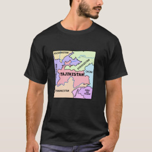 handgezeichnete Karte Tadschikistans, Namen der Na T-Shirt