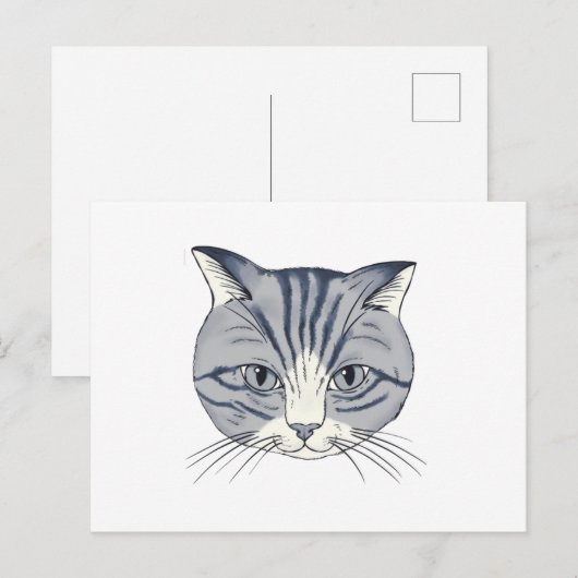 Handgezeichnete Katze Postkarte (Vorne/Hinten)