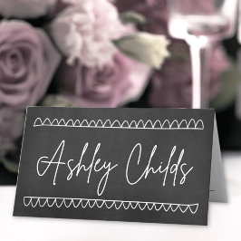 Handgezeichnete Khalkboard Whimsical Name Hochzeit Platzkarte
