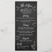 Handgezeichnete Khalkboard Whimsical Wedding Menükarte (Vorderseite)