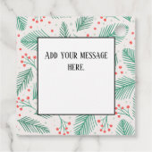 Handgezeichnete Kiefernzweige Grün Rot Weiß Geschenkanhänger (Rückseite)