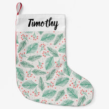 Handgezeichnete Kiefernzweige Grün Rot Weiß