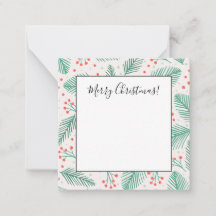 Handgezeichnete Kiefernzweige Grün Rot Weiß