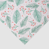 Handgezeichnete Kiefernzweige Grün Rot Weiß Seidenpapier (Ausschnitt)