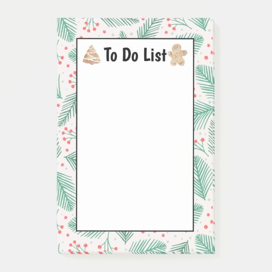 Handgezeichnete Kiefernzweige grün zu führen Post-it Klebezettel (Vorderseite)