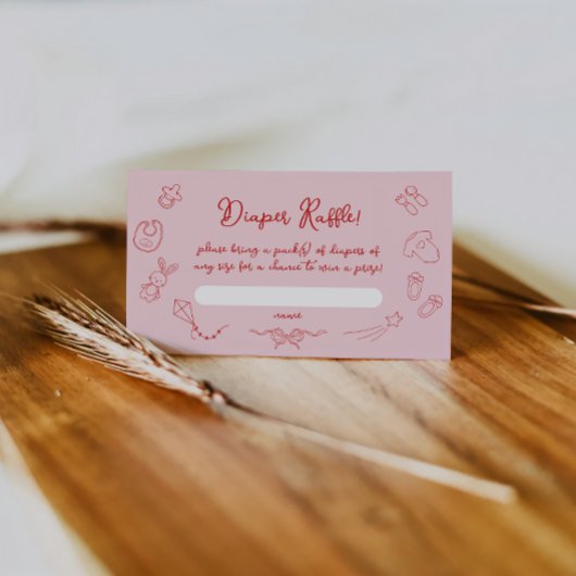 Handgezeichnete Kinderdusche, Bow Girl Diaper Raff Begleitkarte