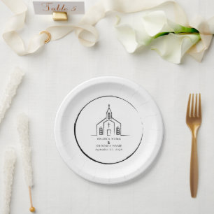 Handgezeichnete Kirche Traditionelle Whimsical-Hoc Pappteller