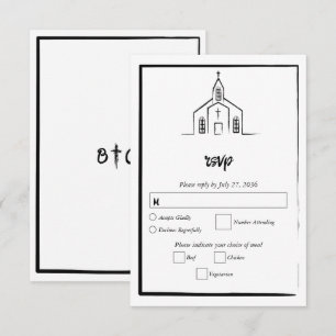 Handgezeichnete Kirche Traditionelle Whimsical-Hoc RSVP Karte