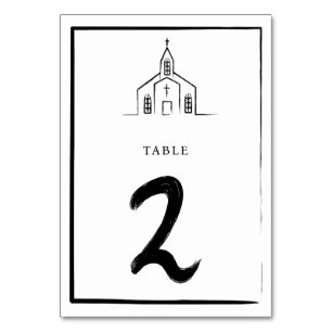 Handgezeichnete Kirche Traditionelle Whimsical-Hoc Tischnummer