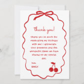 Handgezeichnete Kirsche auf oberer Whimsikkirsche Dankeskarte (Vorderseite)