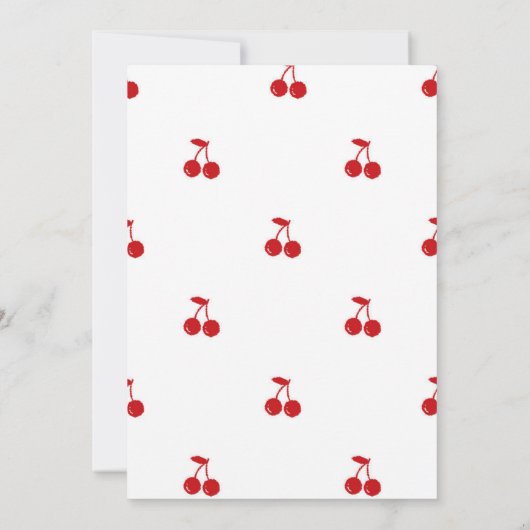 Handgezeichnete Kirsche auf oberer Whimsikkirsche Dankeskarte (Rückseite)