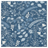 Handgezeichnete klassische Blue-Boho-Blume Stoff (Muster)