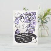 Handgezeichnete kleine Boo Ghost Halloween Babydus Einladung (Stehend Vorderseite)