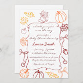 Handgezeichnete kleine Pumpkin Whimsical Baby Dusc Einladung (Vorne/Hinten)