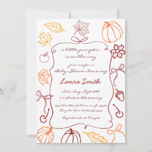 Handgezeichnete kleine Pumpkin Whimsical Baby Dusc Einladung